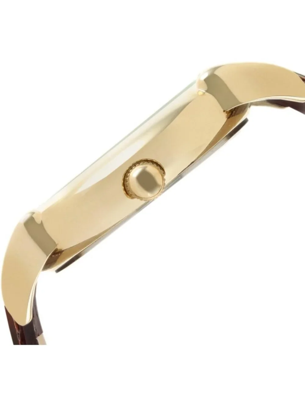 Vintage Moon Phase Leather Dress Watch - 14K Gold Plated Men's Timepiece